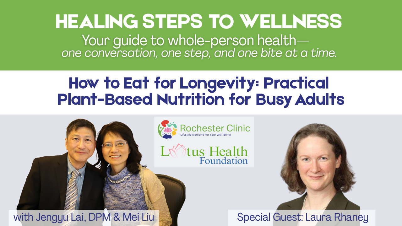 How to Eat for Longevity: Practical Plant-Based Nutrition for Busy Adults with Mei Liu, Dr Jengyu Lai and Dr. Laura Rhaney